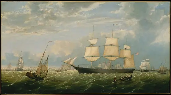 The Golden State Entering New York Harbor, Fitz Henry Lane, 1854, oil on canvas