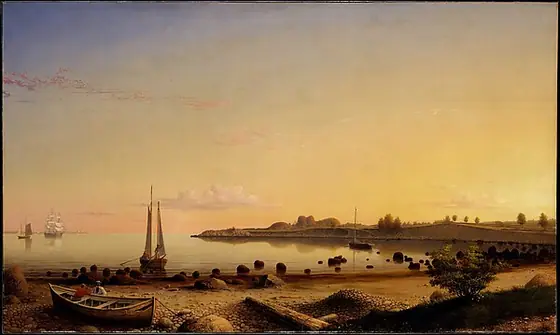 Stage Fort across Gloucester Harbor, Fitz Henry Lane, 1862, oil on canvas
