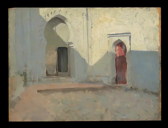 Courtyard, Tétouan, Morocco, John Singer Sargent, 1879–80, oil on wood