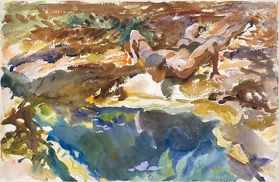Man and Pool, Florida, John Singer Sargent, 1917, watercolor, gouache, and graphite on white wove paper