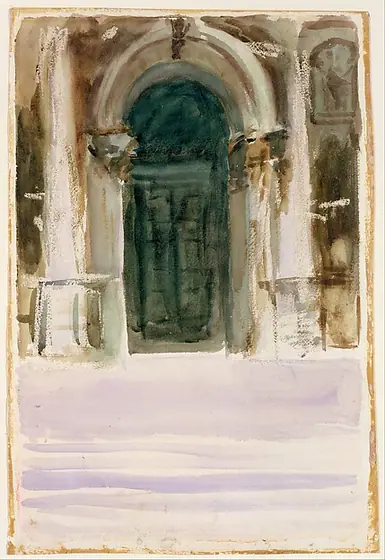 Green Door, Santa Maria della Salute, John Singer Sargent, ca. 1904, watercolor, graphite, gouache, and wax crayon on white wove paper