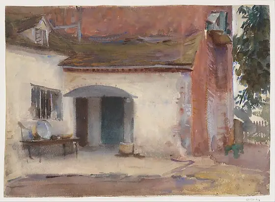 House and Courtyard, John Singer Sargent, 1895–1903 (?), watercolor and gouache on white wove paper