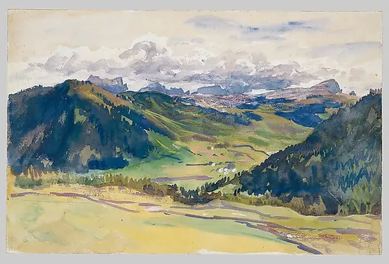 Open Valley, Dolomites, John Singer Sargent, ca. 1913–14, watercolor and gouache on white wove paper