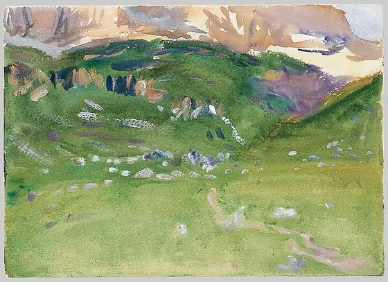 Sellar Alp, Dolomites, John Singer Sargent, ca. 1913–14, watercolor and gouache on white wove paper