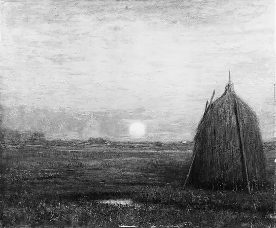 Moonrise at Sunset, Dwight William Tryon, 1890, oil on wood