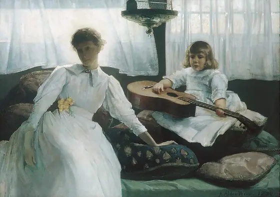 Idle Hours, Julian Alden Weir, 1888, oil on canvas