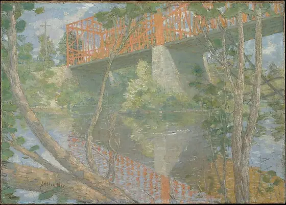 The Red Bridge, Julian Alden Weir, 1895, oil on canvas