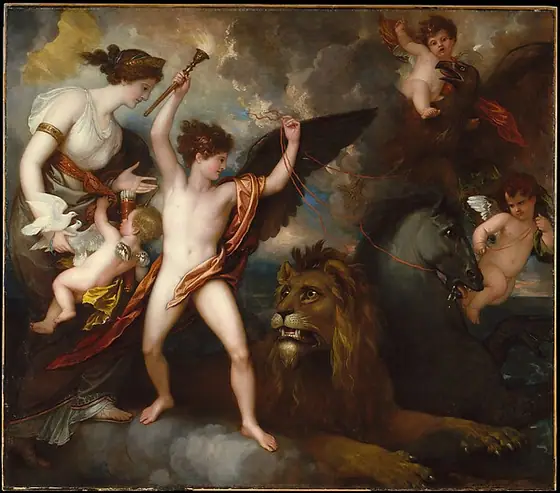 Omnia Vincit Amor, or The Power of Love in the Three Elements, Benjamin West, 1809, oil on canvas