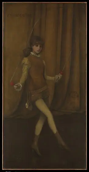 Harmony in Yellow and Gold: The Gold Girl—Connie Gilchrist, James McNeill Whistler, ca. 1876–77, oil on canvas