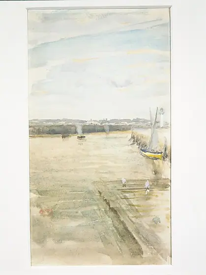 Scene on the Mersey, James McNeill Whistler, 1869, watercolor and gouache on white wove paper