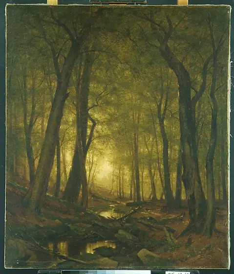 Evening in the Woods, Worthington Whittredge, 1876, oil on canvas