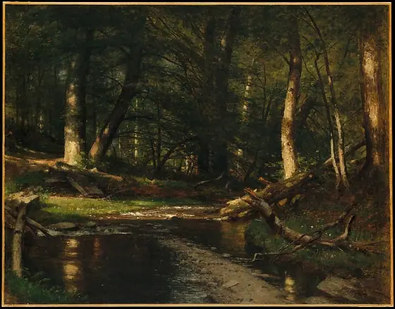 The Brook in the Woods, Worthington Whittredge, ca. 1885–86, oil on canvas