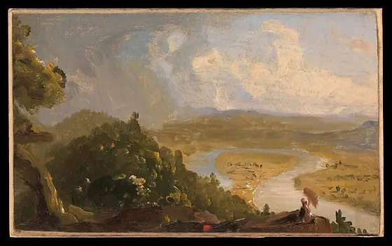 Sketch for View from Mount Holyoke, Northampton, Massachusetts, after a Thunderstorm (The Oxbow), Thomas Cole, 1836, oil and pencil on composition board