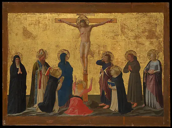 The Crucifixion, Fra Angelico, possibly ca. 1440, tempera transferred to canvas, laid down on wood, gold ground