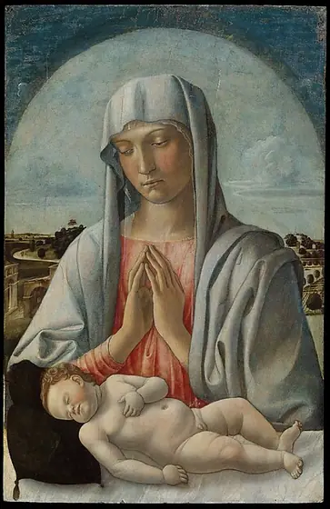 Madonna Adoring the Sleeping Child, Giovanni Bellini, early 1460s, tempera on wood