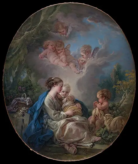 Virgin and Child with the Young Saint John the Baptist and Angels, François Boucher, 1765, oil on canvas