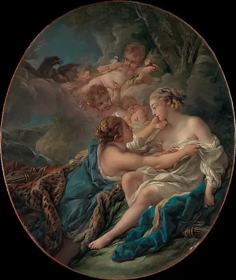 Jupiter, in the Guise of Diana, and Callisto, François Boucher, 1763, oil on canvas