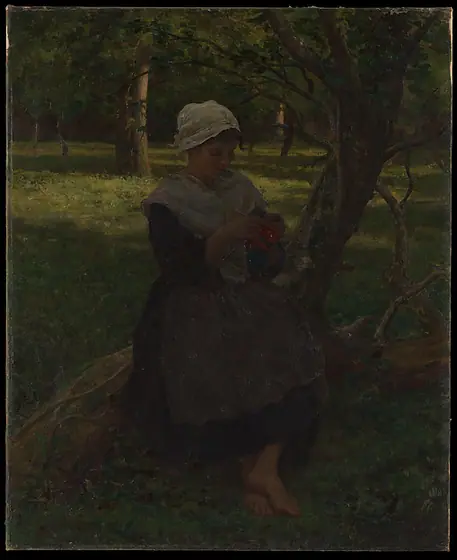 A Peasant Girl Knitting, Jules Breton, ca. 1870, oil on canvas