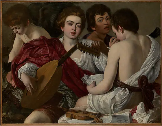 The Musicians, Caravaggio, 1597, oil on canvas