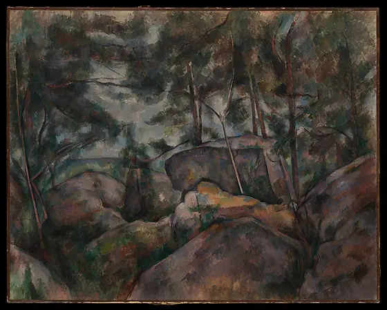 Rocks at Fontainebleau, Paul Cézanne, 1890s, oil on canvas