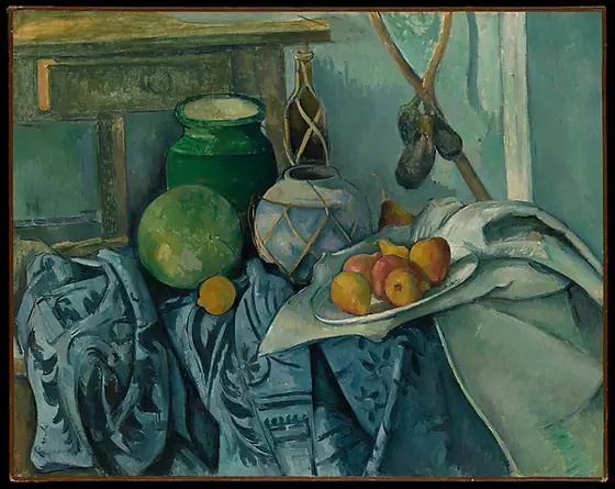Still Life with a Ginger Jar and Eggplants, Paul Cézanne, 1893–94, oil on canvas