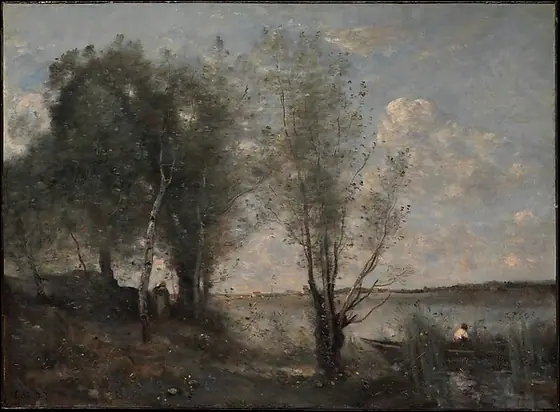 Boatman among the Reeds, Camille Corot, ca. 1865, oil on canvas