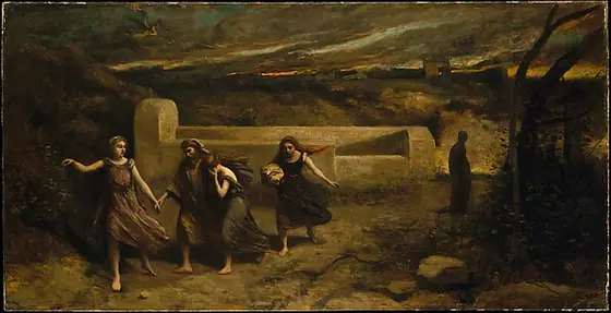 The Burning of Sodom (formerly "The Destruction of Sodom"), Camille Corot, 1843 and 1857, oil on canvas