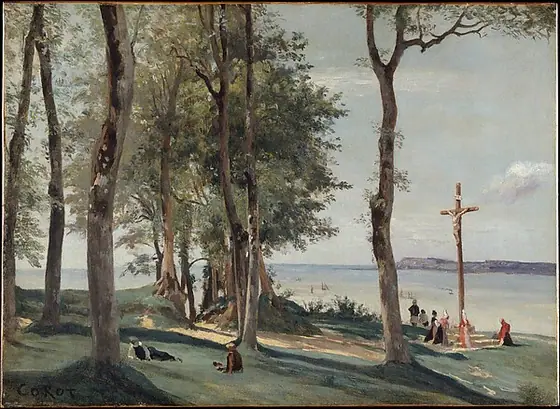 Honfleur: Calvary, Camille Corot, ca. 1830, oil on wood