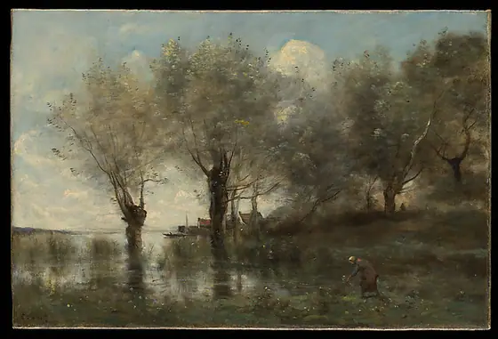 A Pond in Picardy, Camille Corot, ca. 1867, oil on canvas