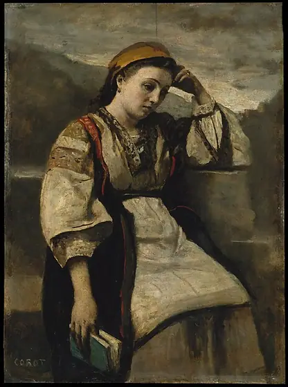 Reverie, Camille Corot, 1857 or later, oil on wood