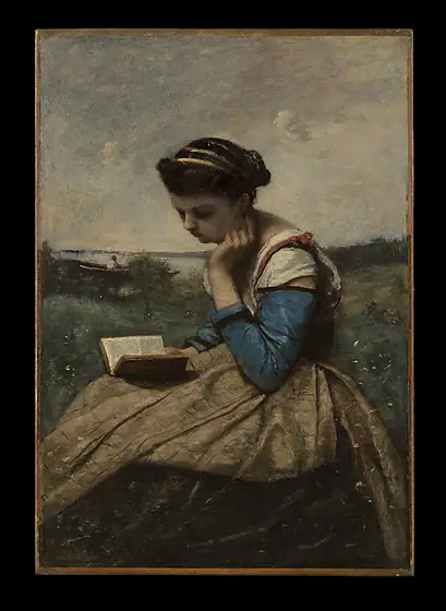 A Woman Reading, Camille Corot, 1869 and 1870, oil on canvas