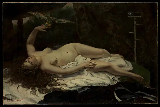 Woman with a Parrot, Gustave Courbet, 1866, oil on canvas