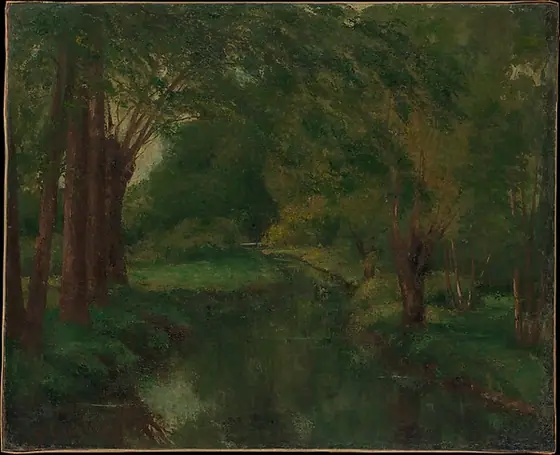 A Brook in a Clearing (possibly "Brook, Valley of Fontcouverte; Study"), Gustave Courbet, probably 1862, oil on canvas