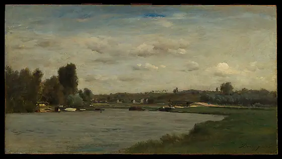 Landscape on a River, Charles-François Daubigny, 1863, oil on wood