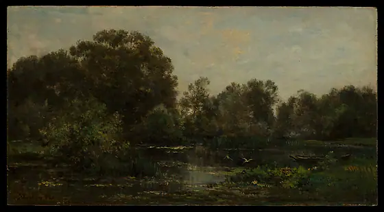 A River Landscape with Storks, Charles-François Daubigny, 1864, oil on wood