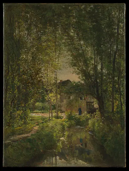 Landscape with a Sunlit Stream, Charles-François Daubigny, ca. 1877, oil on canvas