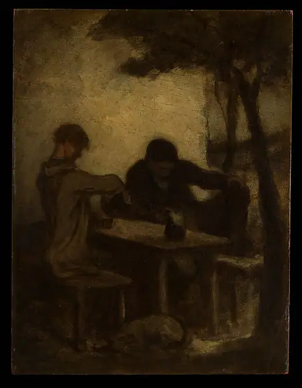 The Drinkers, Honoré Daumier, by 1861, oil on wood