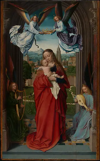 Virgin and Child with Four Angels, Gerard David, ca. 1510–15, oil on wood