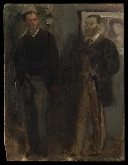 Two Men, Edgar Degas, ca. 1865–69, oil on wood