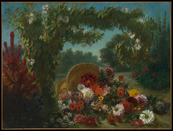 Basket of Flowers, Eugène Delacroix, 1848–49, oil on canvas