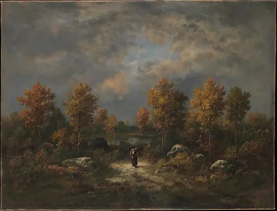 Autumn: The Woodland Pond, Narcisse Virgilio Díaz de la Peña, 1867, oil on canvas