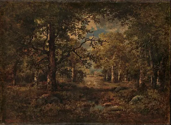 A Vista through Trees: Fontainebleau, Narcisse Virgilio Díaz de la Peña, 1873, oil on wood