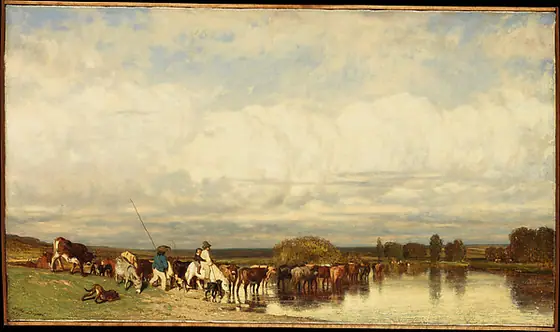 Cows Crossing a Ford, Jules Dupré, 1836, oil on canvas