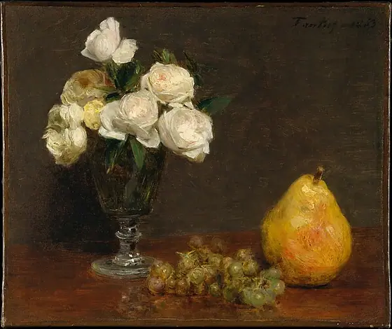 Still Life with Roses and Fruit, Henri Fantin-Latour, 1863, oil on canvas