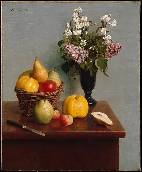 Still Life with Flowers and Fruit, Henri Fantin-Latour, 1866, oil on canvas