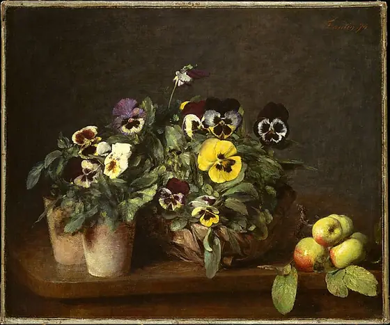 Still Life with Pansies, Henri Fantin-Latour, 1874, oil on canvas