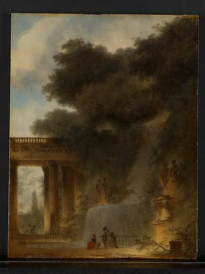The Cascade, Jean-Honoré Fragonard, ca. 1775, oil on wood