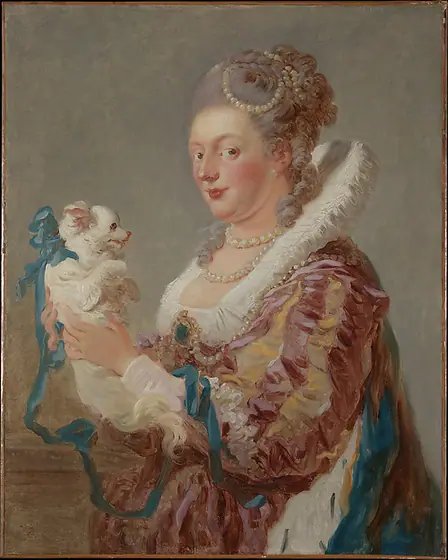 Marie Emilie Coignet de Courson (1716–1806) with a Dog, Jean-Honoré Fragonard, ca. 1769, oil on canvas