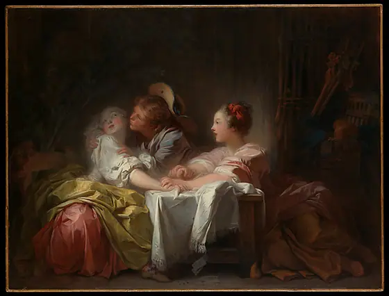 The Stolen Kiss, Jean-Honoré Fragonard, ca. 1760, oil on canvas