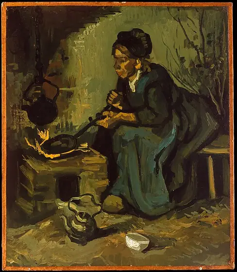 Peasant Woman Cooking by a Fireplace, Vincent van Gogh, 1885, oil on canvas